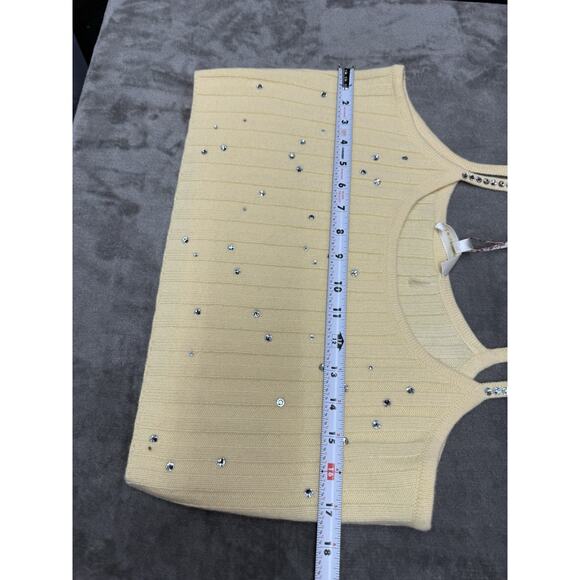 Loveshackfancy Celmira Cashmere Wool Rhinestone Rib Knit Crop Top XL - Picture 6 of 9